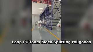 Uzun PU köpük bloklarını rulo köpüğe bölen Döngü kesiciotomatik bant bıçak yönlendirme makinesi